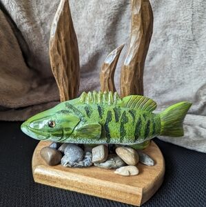 Small Mouth Bass Handcarved Sculpture